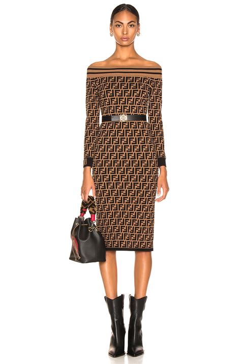 fendi off the shoulder leopard dress|Fendi clothing for women.